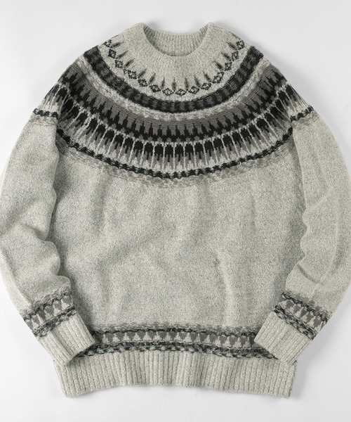 make a ray!（メイク ア レイ！）の「求心柄 ビッグシルエット クルーネックニット（ニット/セーター・メンズ・ブラック/ベージュ/ブラウン/グレー・M/L/XL）」の2枚目の写真
