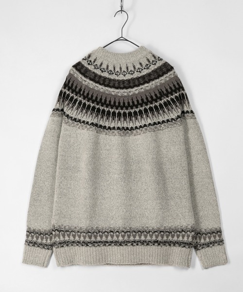 make a ray!（メイク ア レイ！）の「求心柄 ビッグシルエット クルーネックニット（ニット/セーター・メンズ・ブラック/ベージュ/ブラウン/グレー・M/L/XL）」の6枚目の写真