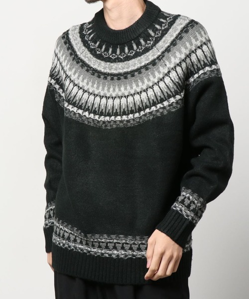 make a ray!（メイク ア レイ！）の「求心柄 ビッグシルエット クルーネックニット（ニット/セーター・メンズ・ブラック/ベージュ/ブラウン/グレー・M/L/XL）」の9枚目の写真