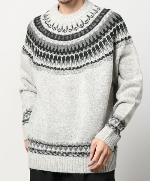 make a ray!（メイク ア レイ！）の「求心柄 ビッグシルエット クルーネックニット（ニット/セーター・メンズ・ブラック/ベージュ/ブラウン/グレー・M/L/XL）」の10枚目の写真