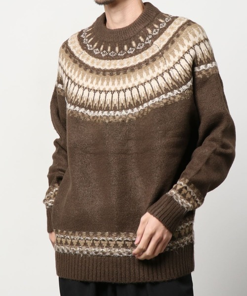 make a ray!（メイク ア レイ！）の「求心柄 ビッグシルエット クルーネックニット（ニット/セーター・メンズ・ブラック/ベージュ/ブラウン/グレー・M/L/XL）」の11枚目の写真