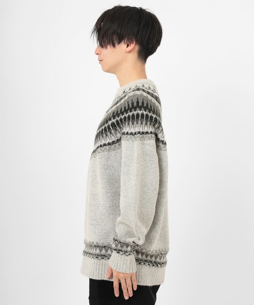 make a ray!（メイク ア レイ！）の「求心柄 ビッグシルエット クルーネックニット（ニット/セーター・メンズ・ブラック/ベージュ/ブラウン/グレー・M/L/XL）」の21枚目の写真