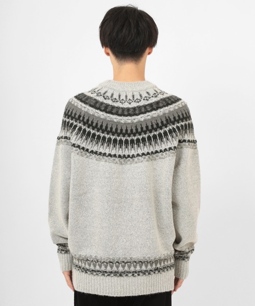 make a ray!（メイク ア レイ！）の「求心柄 ビッグシルエット クルーネックニット（ニット/セーター・メンズ・ブラック/ベージュ/ブラウン/グレー・M/L/XL）」の20枚目の写真