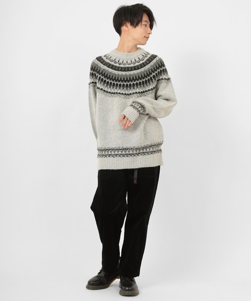 make a ray!（メイク ア レイ！）の「求心柄 ビッグシルエット クルーネックニット（ニット/セーター・メンズ・ブラック/ベージュ/ブラウン/グレー・M/L/XL）」の16枚目の写真