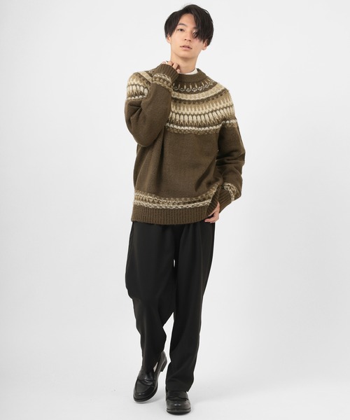 make a ray!（メイク ア レイ！）の「求心柄 ビッグシルエット クルーネックニット（ニット/セーター・メンズ・ブラック/ベージュ/ブラウン/グレー・M/L/XL）」の17枚目の写真