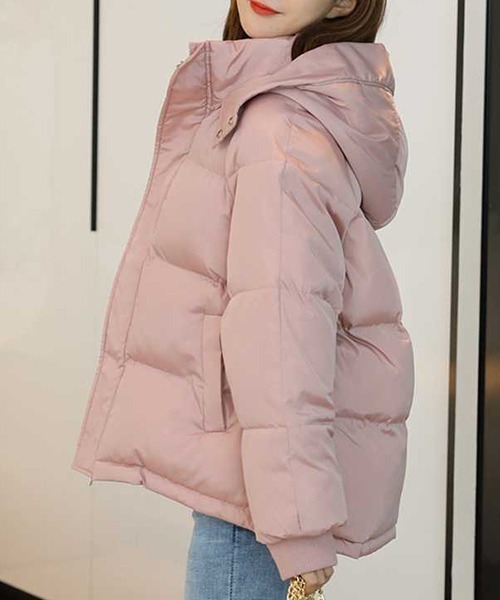 FRP（エフアールピー）の「YUGA  フーディ　中綿ダウン調ブルゾンコート（ダウンジャケット/コート・レディース・ブラック/ブルー/ホワイト/ベビーピンク・XL/M/L）」の9枚目の写真