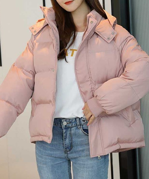 FRP（エフアールピー）の「YUGA  フーディ　中綿ダウン調ブルゾンコート（ダウンジャケット/コート・レディース・ブラック/ブルー/ホワイト/ベビーピンク・XL/M/L）」の6枚目の写真