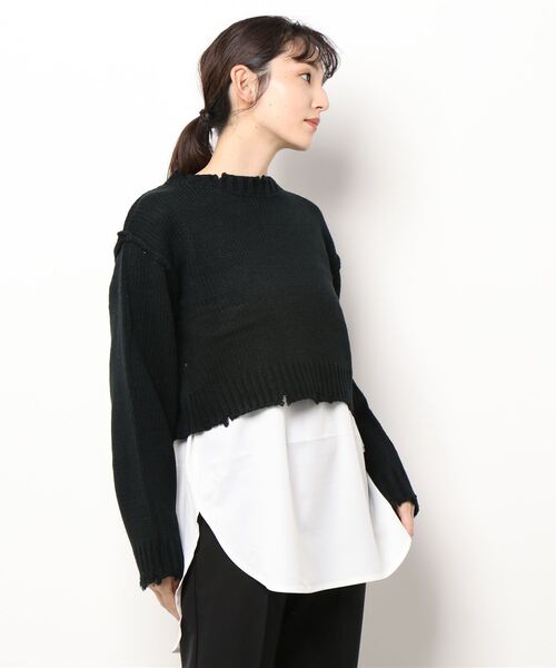 prose verse（プロズヴェール）の「レイヤードダメージニットセット（ニット/セーター・レディース・ベージュ/ブラック/ブルー・FREE）」の6枚目の写真