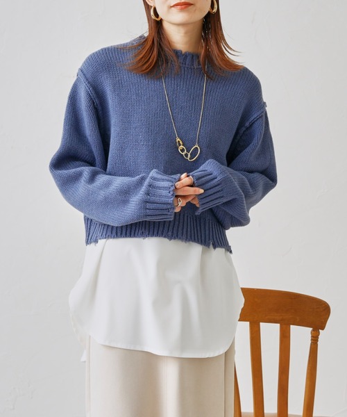 prose verse（プロズヴェール）の「レイヤードダメージニットセット（ニット/セーター・レディース・ベージュ/ブラック/ブルー・FREE）」の20枚目の写真