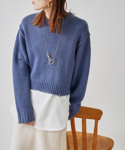 prose verse（プロズヴェール）の「レイヤードダメージニットセット（ニット/セーター・レディース・ベージュ/ブラック/ブルー・FREE）」の21枚目の写真