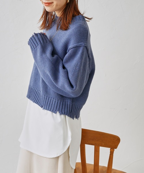 prose verse（プロズヴェール）の「レイヤードダメージニットセット（ニット/セーター・レディース・ベージュ/ブラック/ブルー・FREE）」の22枚目の写真