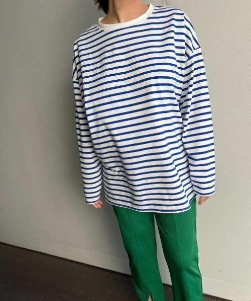 y/m(イム)の「ルーズボーダーロンT(Tシャツ/カットソー・レディース・オレンジ/ブルー・FREE)」の6枚目の写真