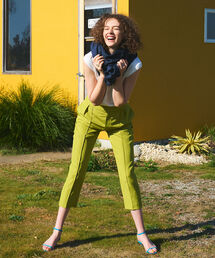 Demi-Luxe BEAMS | AK+1 / ポリエステルリネン ピンタックパンツ(その他パンツ)