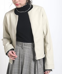 ノーカラーライダースジャケット