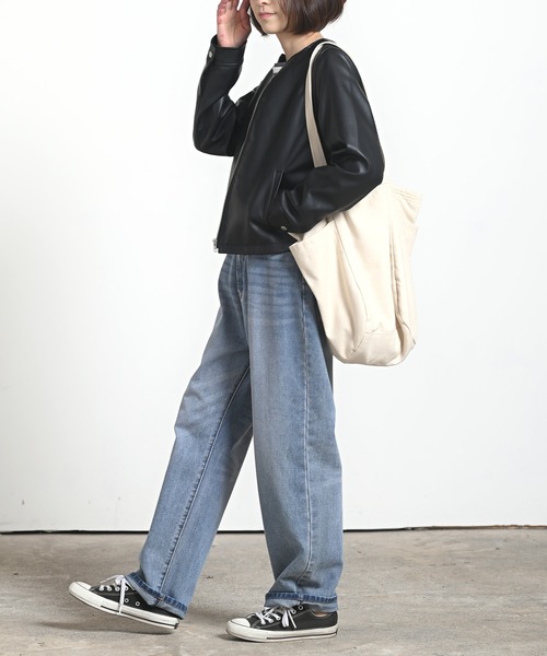 rps（アールピーエス）の「ノーカラーライダースジャケット（ライダースジャケット・レディース・ブラック/アイボリー/グレイッシュベージュ・M）」の13枚目の写真