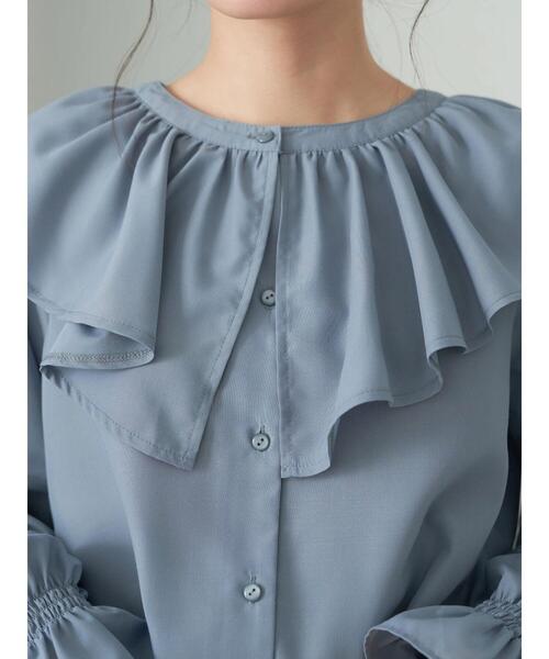 earth music&ecology（アースミュージックアンドエコロジー）の「フリルカラーブラウス*（シャツ/ブラウス・レディース・オフホワイト/サックスブルー・FREE）」の14枚目の写真