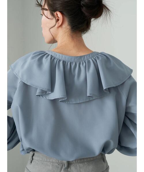 earth music&ecology（アースミュージックアンドエコロジー）の「フリルカラーブラウス*（シャツ/ブラウス・レディース・オフホワイト/サックスブルー・FREE）」の15枚目の写真