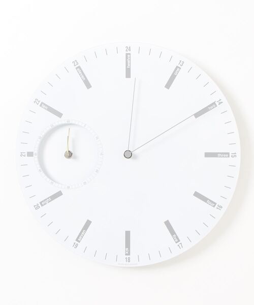 コクピット表示Wフェイスクロック 【日本製】 デュアルタイム/2タイムゾーン表示/ワールドタイム/掛時計 dualtime 90101A WBI（掛け時計）｜salle de bal（サルデバル）