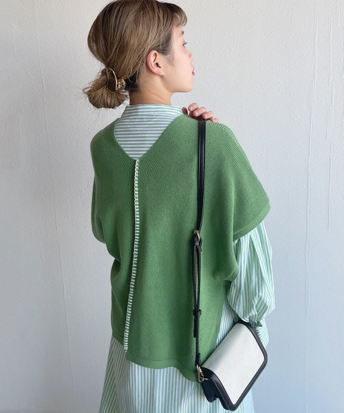 w closet（ダブルクローゼット）の「キャンバス×フェイクレザーパイピングバッグ（ショルダーバッグ・レディース・ブラック/ブラウン・FREE）」の4枚目の写真