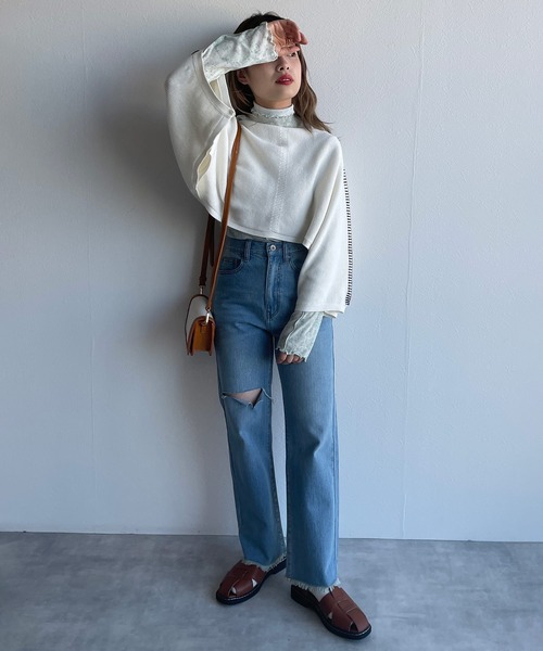 w closet（ダブルクローゼット）の「キャンバス×フェイクレザーパイピングバッグ（ショルダーバッグ・レディース・ブラック/ブラウン・FREE）」の6枚目の写真