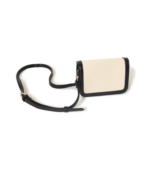 w closet（ダブルクローゼット）の「キャンバス×フェイクレザーパイピングバッグ（ショルダーバッグ・レディース・ブラック/ブラウン・FREE）」の16枚目の写真