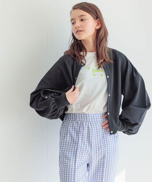 GLOBAL WORK(グローバルワーク)の「AND YUA ANY/スナップボタンカットカーディガン/266276(カーディガン/ボレロ・キッズ・ライトブルー/ブラック・150cm/160cm)」の15枚目の写真
