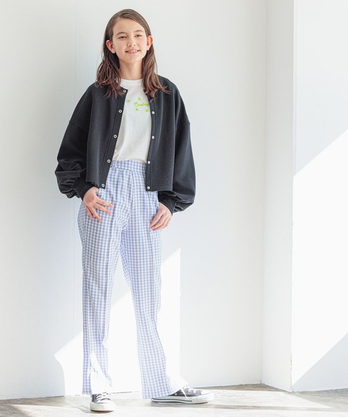 GLOBAL WORK(グローバルワーク)の「AND YUA ANY/スナップボタンカットカーディガン/266276(カーディガン/ボレロ・キッズ・ライトブルー/ブラック・150cm/160cm)」の7枚目の写真