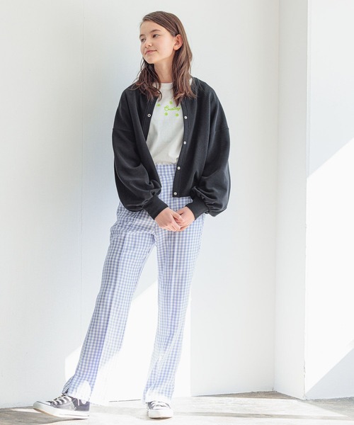 GLOBAL WORK(グローバルワーク)の「AND YUA ANY/スナップボタンカットカーディガン/266276(カーディガン/ボレロ・キッズ・ライトブルー/ブラック・150cm/160cm)」の11枚目の写真