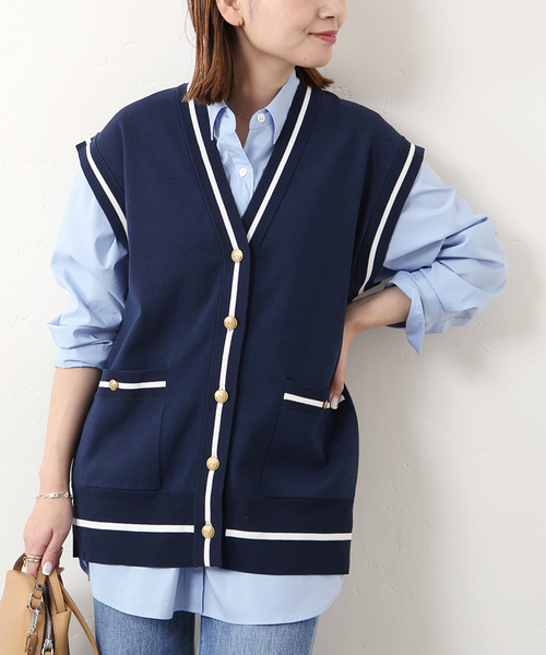 JOURNAL STANDARD(ジャーナルスタンダード)の「PREPPYベスト◆(ベスト・レディース・ネイビー/ナチュラル・FREE)」の2枚目の写真