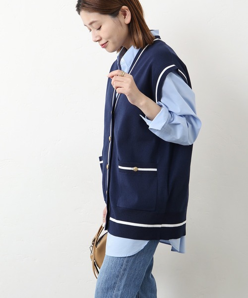 JOURNAL STANDARD(ジャーナルスタンダード)の「PREPPYベスト◆(ベスト・レディース・ネイビー/ナチュラル・FREE)」の14枚目の写真