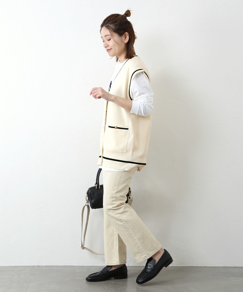 JOURNAL STANDARD(ジャーナルスタンダード)の「PREPPYベスト◆(ベスト・レディース・ネイビー/ナチュラル・FREE)」の4枚目の写真