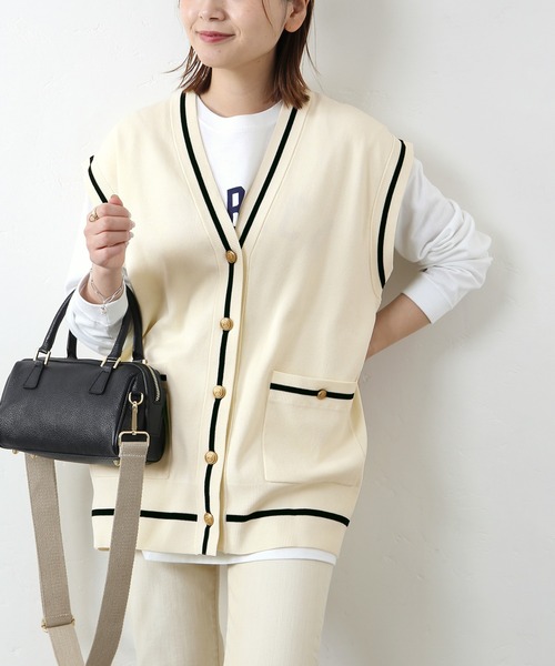 JOURNAL STANDARD(ジャーナルスタンダード)の「PREPPYベスト◆(ベスト・レディース・ネイビー/ナチュラル・FREE)」の6枚目の写真