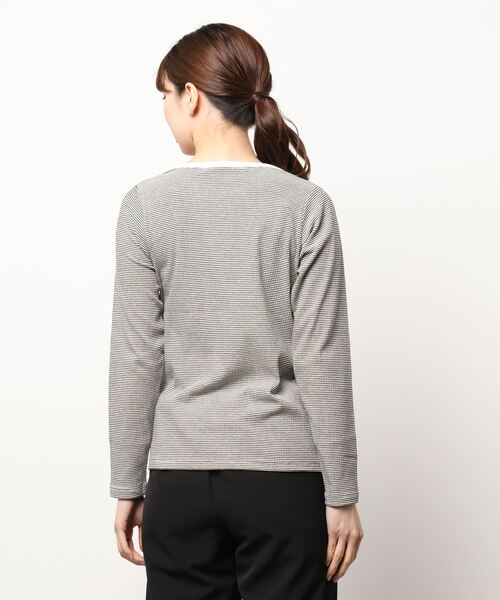 Lugnoncure（ルノンキュール）の「リブボーダーTシャツ（Tシャツ/カットソー・レディース・オフホワイト/グリーン/ベージュ・ﾌﾘ-）」の5枚目の写真