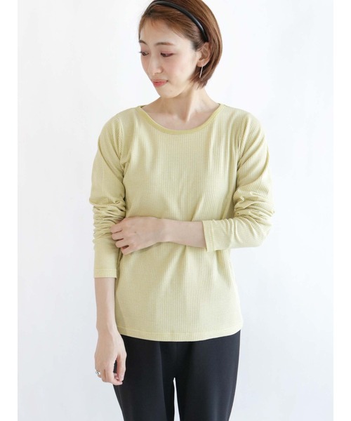 Lugnoncure（ルノンキュール）の「リブボーダーTシャツ（Tシャツ/カットソー・レディース・オフホワイト/グリーン/ベージュ・ﾌﾘ-）」の3枚目の写真