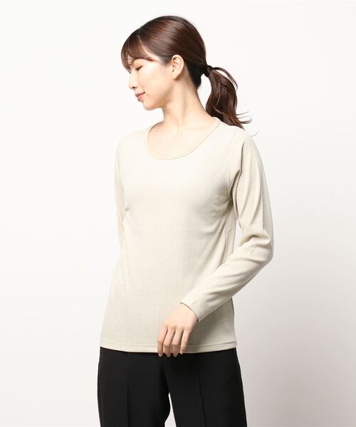 Lugnoncure（ルノンキュール）の「リブボーダーTシャツ（Tシャツ/カットソー・レディース・オフホワイト/グリーン/ベージュ・ﾌﾘ-）」の8枚目の写真