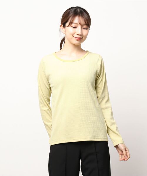 Lugnoncure（ルノンキュール）の「リブボーダーTシャツ（Tシャツ/カットソー・レディース・オフホワイト/グリーン/ベージュ・ﾌﾘ-）」の7枚目の写真