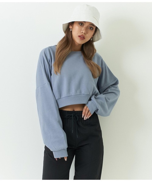 ANAP（アナップ）の「クロップド裏毛プルオーバー（スウェット・レディース・ホワイト/ベージュ/ライトグレー/ブルー/ブラック・FREE）」の5枚目の写真