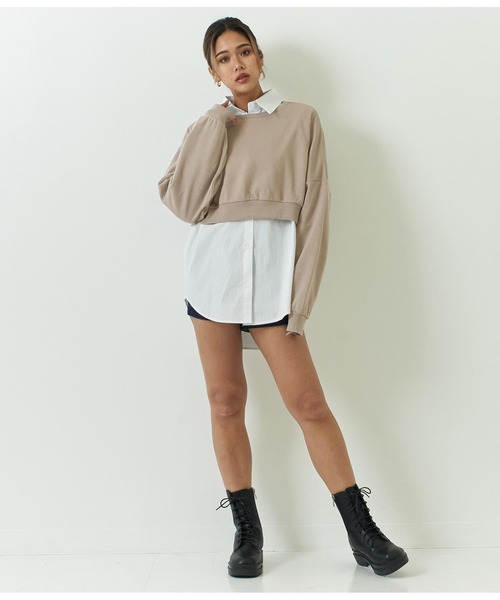 ANAP（アナップ）の「クロップド裏毛プルオーバー（スウェット・レディース・ホワイト/ベージュ/ライトグレー/ブルー/ブラック・FREE）」の9枚目の写真