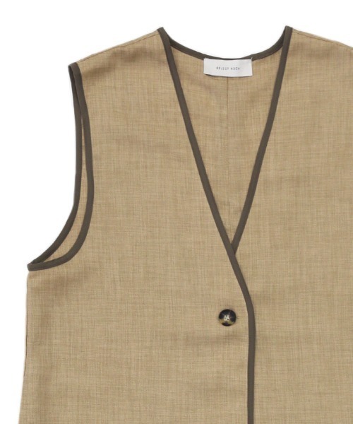 select MOCA(セレクトモカ)の「バイカラーパイピングロングジレ(ベスト・レディース・ベージュ・FREE)」の17枚目の写真