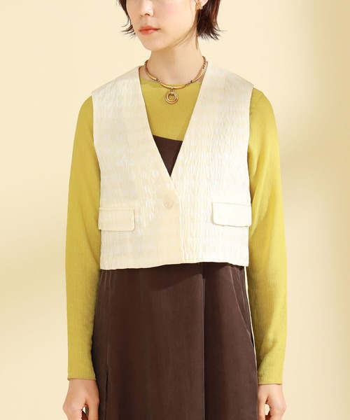 Ray BEAMS（レイビームス）の「Ray BEAMS / サッカー チェック ベスト（ベスト・レディース・オフホワイト/ブラック・ONE SIZE）」の11枚目の写真