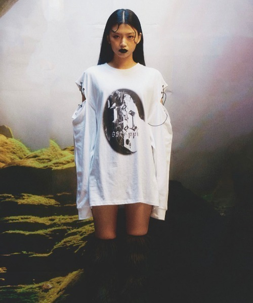 ROSEAPPLE STUDIO(ローズアップルスタジオ)の「【ROSEAPPLE STUDIO/ローズアップルスタジオ】221-EYELET GRAPHIC LONG-SLEEVE T-SHIRTS/アイレットグラフィックロンT 長袖Tシャツ ハトメ(Tシャツ/カットソー・メンズ・ホワイト/ブラック・ONE SIZE)」の13枚目の写真