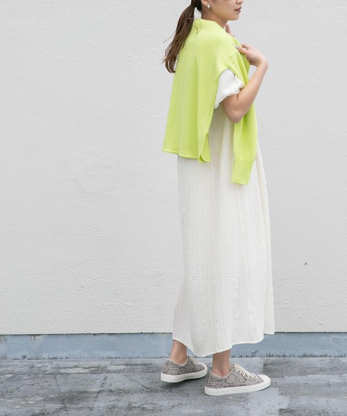 KBF（ケイビーエフ）の「バックリボンパフスリーブワンピース（ワンピース・レディース・ブラック/アイボリー/グリーン系その他・ONE）」の9枚目の写真