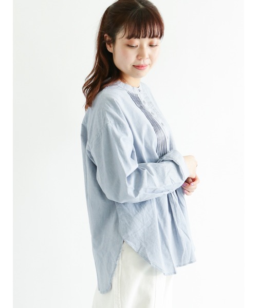 Samansa Mos2（サマンサ モスモス）の「ピンタックプルオーバーブラウス（シャツ/ブラウス・レディース・ベージュ/オフホワイト/サックスブルー/チャコール・ﾌﾘ-）」の4枚目の写真