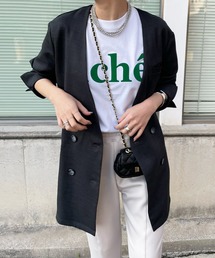 DouDou | スラブツイルノーカラージャケット(ノーカラージャケット)