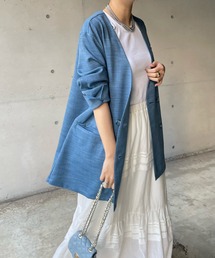 DouDou | スラブツイルノーカラージャケット(ノーカラージャケット)