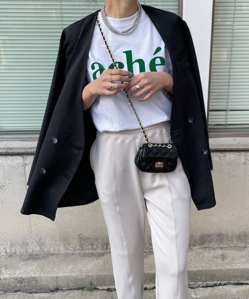 DouDou(ドゥドゥ)の「スラブツイルノーカラージャケット(ノーカラージャケット・レディース・チャコールグレー/ベージュ/ブルー・FREE)」の13枚目の写真