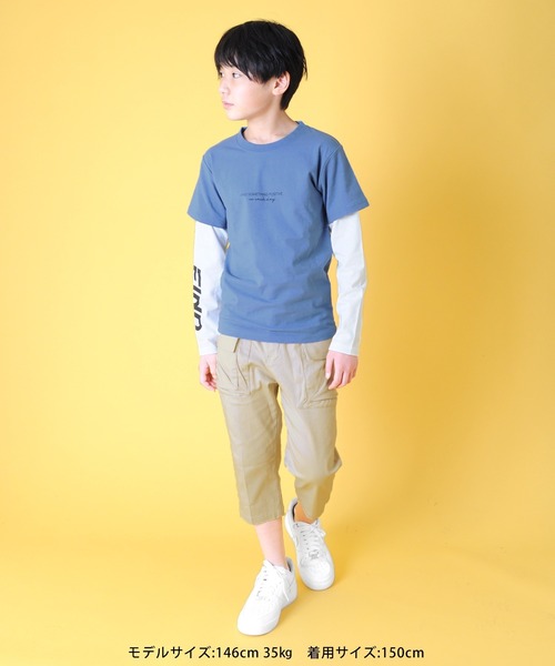 GLAZOS（グラソス）の「[ストレート]ツイルストレッチ・ガーデンポケット７分丈パンツ（その他パンツ・キッズ・ブルー/ライトベージュ・160cm/150cm/140cm/170cm/130cm）」の4枚目の写真