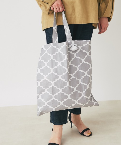 Fatima morocco(ファティマモロッコ)の「fatima morocco タイル柄エコバッグ(エコバッグ/サブバッグ・レディース・ブラック/グレー/ピンク・FREE)」の5枚目の写真