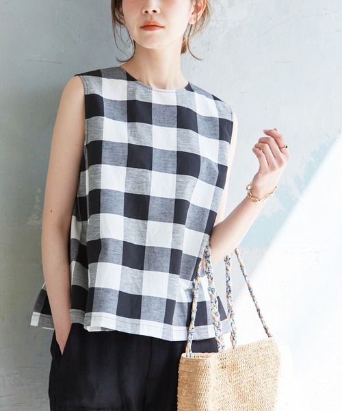 SLOBE IENA（スローブイエナ）の「ストレッチリネンノースリーブブラウス（シャツ/ブラウス・レディース・ブラック/ブラック系その他・FREE）」の20枚目の写真