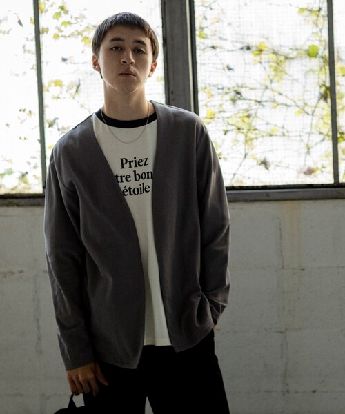 THE SHOP TK （ザ ショップ ティーケー ）の「◆【オーバーサイズ】ハニカムジャカードラップカーディガン（カーディガン/ボレロ・メンズ・ネイビー/グレー/サックスブルー・02/03/04）」の2枚目の写真